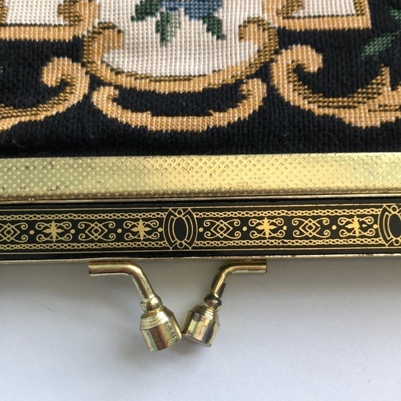 Vintage Tapestry Needlepoint Floral Clutch Handbag - Picture 8 of 10